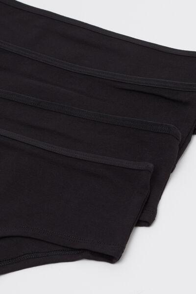 Black Form-Fitting Shorts, Set Of 4, Kids Girls, Black, medium