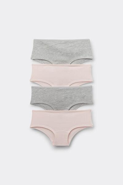 Grey Basic Cotton Briefs, Set Of 4, Kids Girls, 5701_698Y, large image number 0