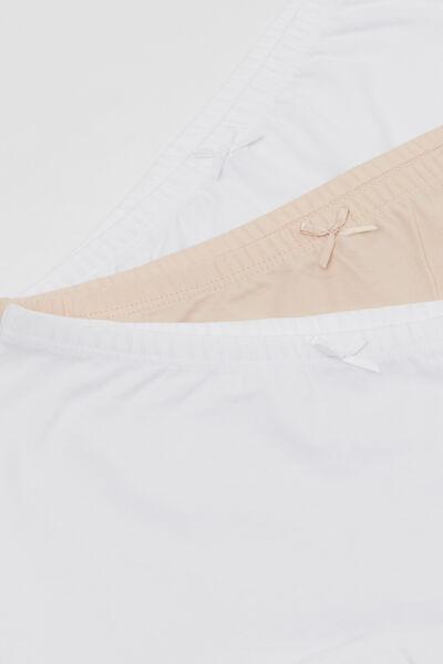 White / Beige Basic Cotton Boxer Shorts, Set Of 3, Kids Girls, 5701_699Y, large image number 1