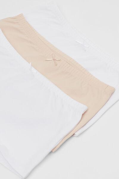 White / Beige Basic Cotton Boxer Shorts, Set Of 3, Kids Girls, 5701_699Y, large image number 2