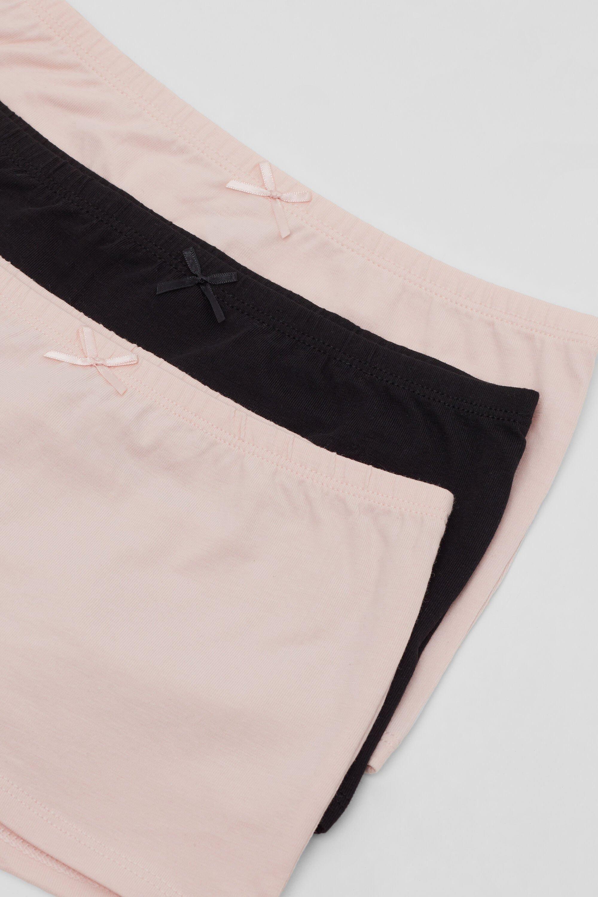 Pink / Black Basic Cotton Boxer Shorts, Set Of 3, Kids Girls, 5701_701Y, large image number 1