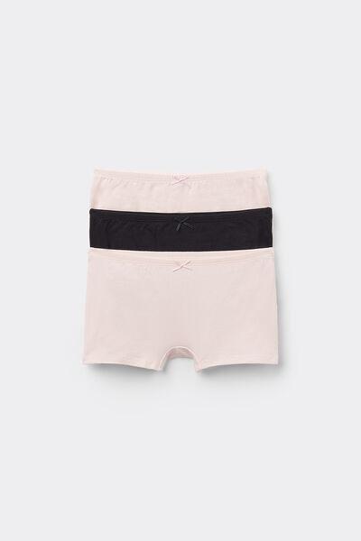 Pink / Black Basic Cotton Boxer Shorts, Set Of 3, Kids Girls, 5701_701Y, large image number 2