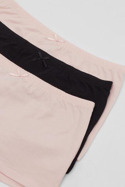Pink / Black Basic Cotton Boxer Shorts, Set Of 3, Kids Girls, 5701_701Y, large image number 3