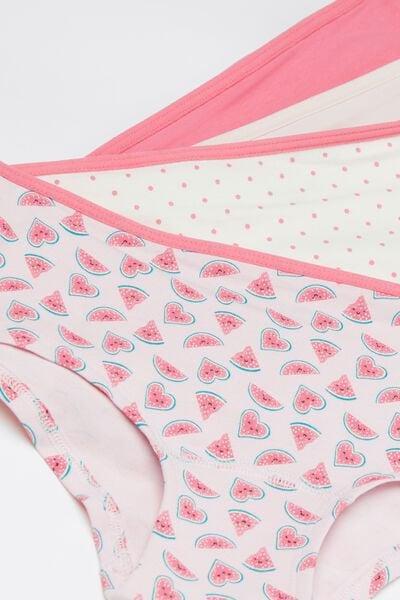 Pink/White Printed Cotton Shorts, Set Of 4, Kids Girls, 5701_571Y, large image number 1
