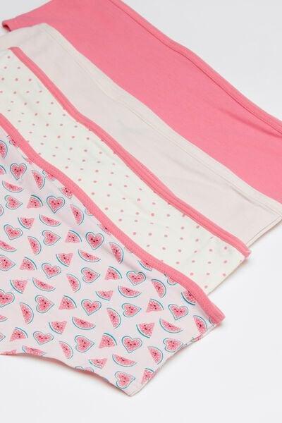 Pink/White Printed Cotton Shorts, Set Of 4, Kids Girls, 5701_571Y, large image number 2