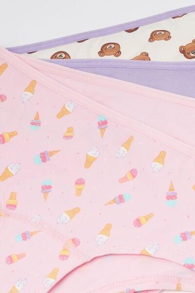 Pink/Lilac Printed Cotton Shorts, Set Of 4, Kids Girls, 5701_599Y, large image number 1