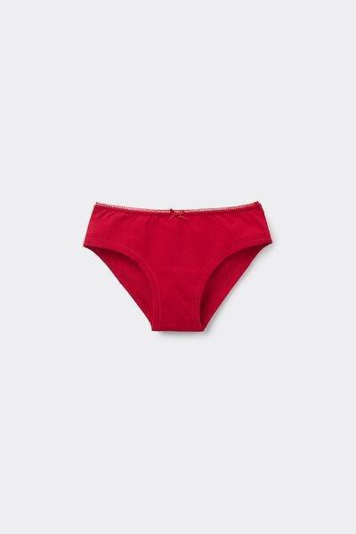 Red Plain Basic Briefs, Kids Girls, , medium