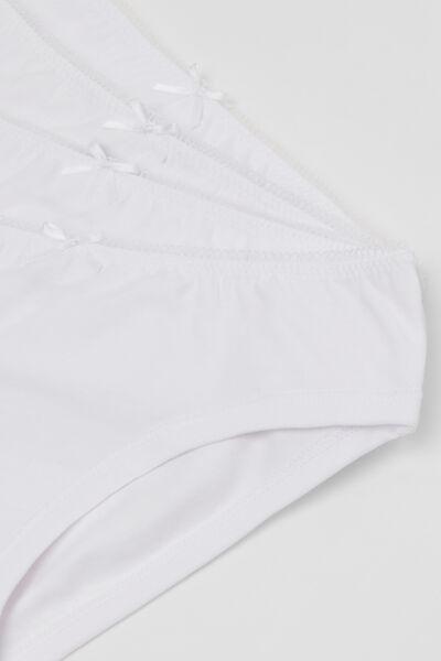 White Form-Fitting Knickers, Set Of 4, Kids Girls, White, large image number 1
