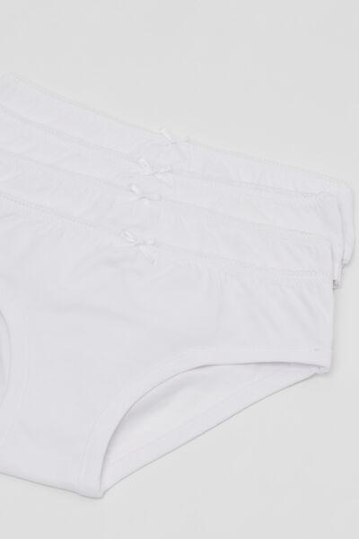 White Form-Fitting Knickers, Set Of 4, Kids Girls, White, large image number 2