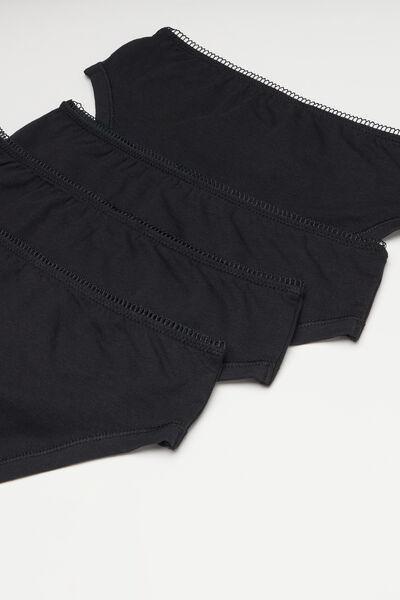 Black Form-Fitting Knickers, Set Of 4, Kids Girls, Black, medium