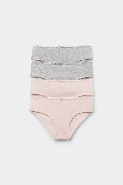 ROSA LOVE-GRIGIO MELANGE CHIARO 4 Pairs of Girls&acirc;&euro;&trade; Basic Cotton Knickers, 5701_698Y, large image number 0