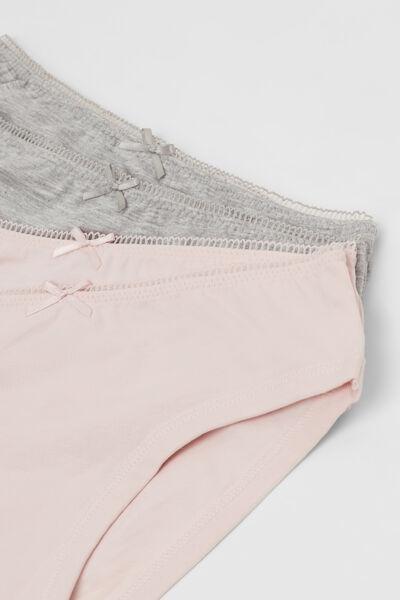 ROSA LOVE-GRIGIO MELANGE CHIARO 4 Pairs of Girls&acirc;&euro;&trade; Basic Cotton Knickers, 5701_698Y, large image number 1