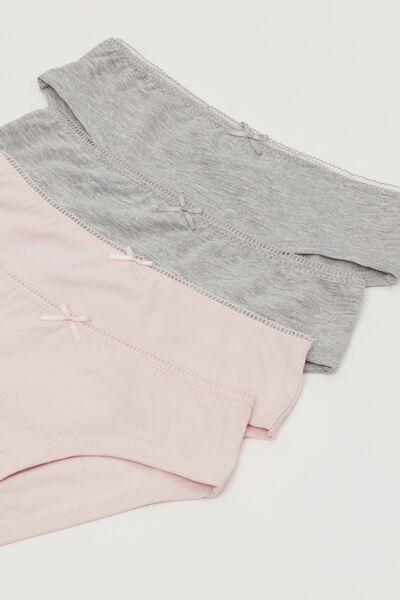 ROSA LOVE-GRIGIO MELANGE CHIARO 4 Pairs of Girls&acirc;&euro;&trade; Basic Cotton Knickers, 5701_698Y, large image number 2