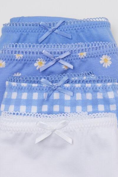 Blue Printed Cotton Knickers, Set Of 4, Kids Girls, 5701_178Z, large image number 2