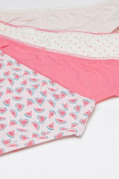 Pink / White Printed Cotton Knickers, Set Of 4, Kids Girls, 5701_571Y, large image number 2