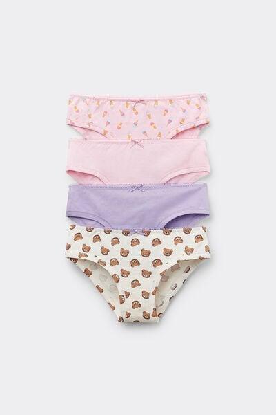 White / Blue Printed Cotton Knickers, Set Of 4, Kids Girls, 5701_599Y, large image number 0