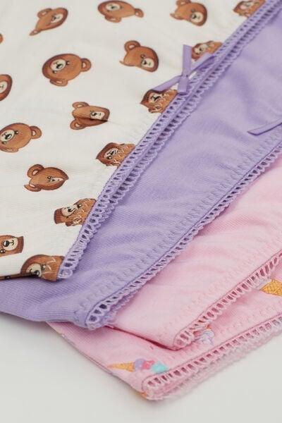 White / Blue Printed Cotton Knickers, Set Of 4, Kids Girls, 5701_599Y, large image number 2