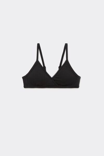 Black Triangle Bralette, Kids Girls, Black, large image number 0