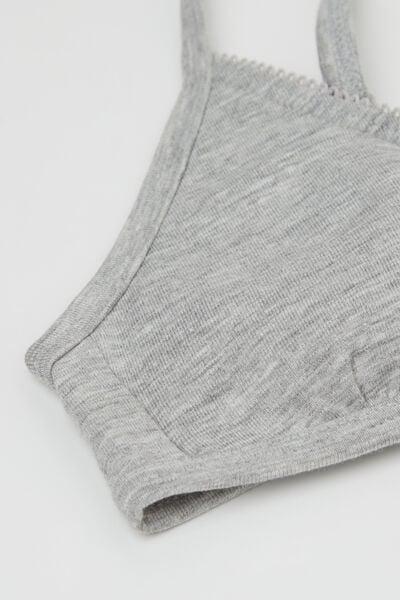 Grey Triangle Bralette, Kids Girls, Light Grey Blend, large image number 2