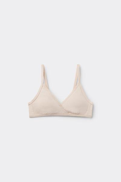 Cream Triangle Bralette, Kids Girls, , large image number 0