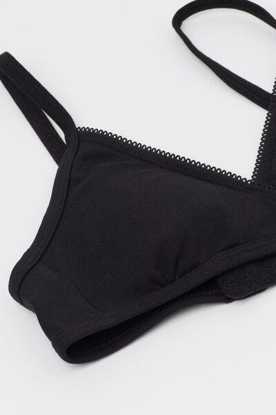Black Removable Padding Triangle Bra , Kids Girls, Black, large image number 1