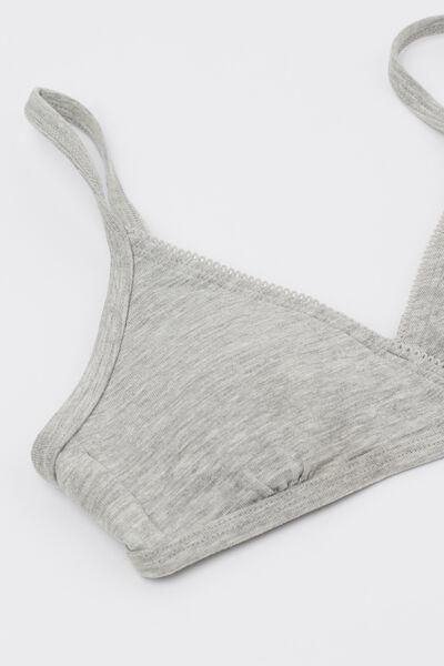 Grey Crossover Triangle Bra , Kids Girls, Light Grey Blend, large image number 1