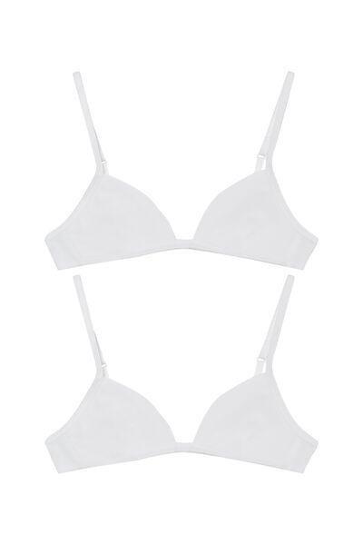 Multicolour Basic Triangle Bra - Set Of 2 , Kids Girls, , large image number 0