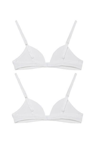 Multicolour Basic Triangle Bra - Set Of 2 , Kids Girls, , large image number 1