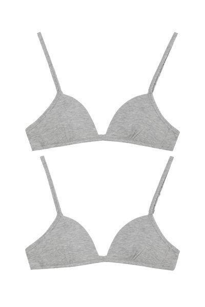 Multicolour Basic Triangle Bra Set Of 2 , Kids Girls, , large image number 0