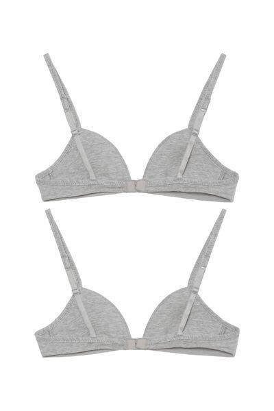 Multicolour Basic Triangle Bra Set Of 2 , Kids Girls, , large image number 1