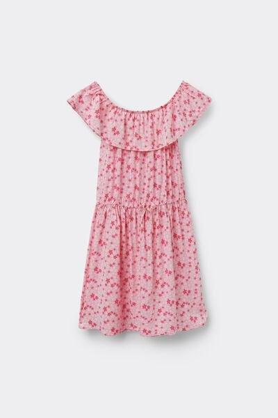 Pink Ruffle Detail Canvas Dress, Kids Girls, 5701_438Z, large image number 2