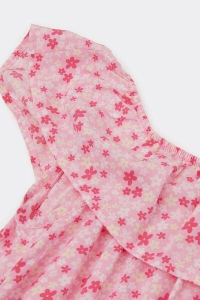 Pink Ruffle Detail Canvas Dress, Kids Girls, 5701_438Z, large image number 3