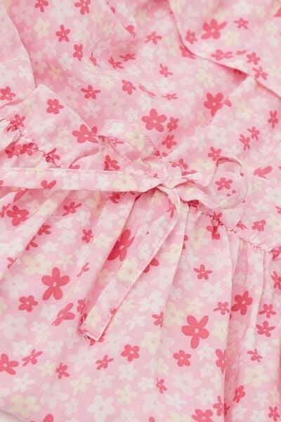 Pink Ruffle Detail Canvas Dress, Kids Girls, 5701_438Z, large image number 4