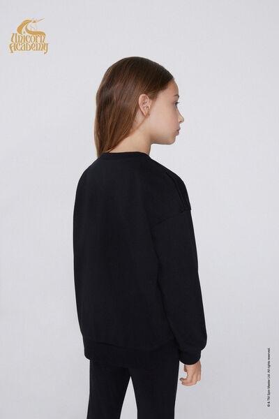 Black Unicorn Academy Print Sweatshirt, Kids Girls, 5701_826Y, medium