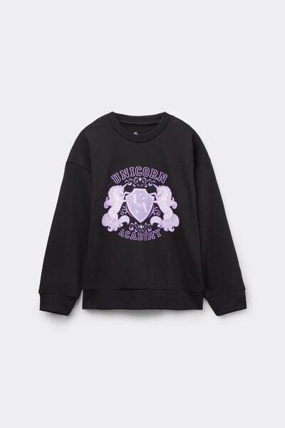 Black Unicorn Academy Print Sweatshirt, Kids Girls, 5701_826Y, large image number 3