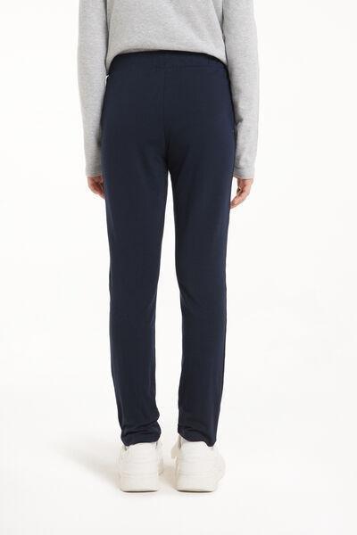 Blue Stretch Cotton Leggings, , large image number 2