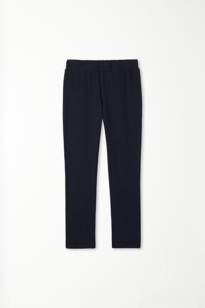 Blue Stretch Cotton Leggings, , large image number 4