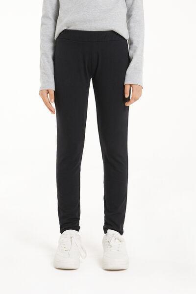 Black Stretch Leggings, Kids Girls, , large image number 1