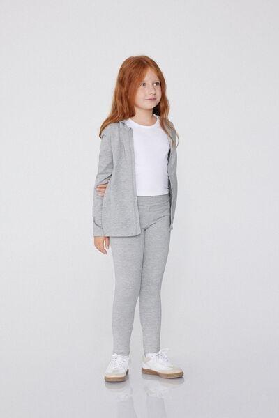 Grey Stretch Leggings, Kids Girls, Light Grey Blend, large image number 5