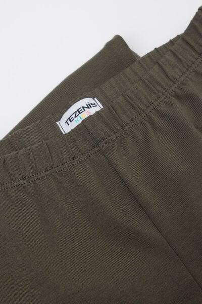 Green Comfort-Fit Stretch Cotton Leggings, Kids Girls, 5701_226Z, medium