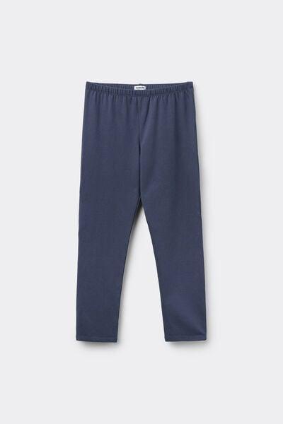 Navy Stretch Cotton Leggings, Kids Girls, 5701_424Y, large image number 0