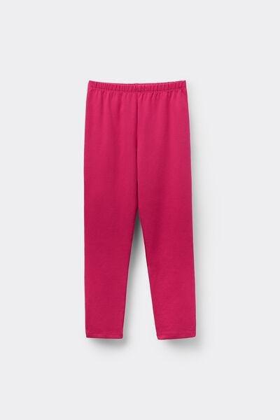 Pink Stretch Cotton Leggings, Kids Girls, 5701_441Y, large image number 0