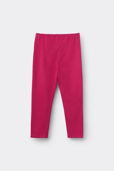 Pink Stretch Cotton Leggings, Kids Girls, 5701_441Y, large image number 2