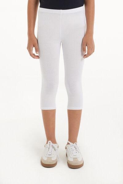WHITE Girls’ Plain Colour Cotton Capri Leggings, , large image number 0