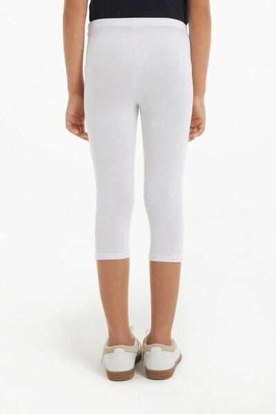 WHITE Girls’ Plain Colour Cotton Capri Leggings, , large image number 2