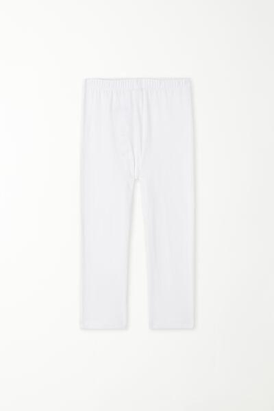 WHITE Girls’ Plain Colour Cotton Capri Leggings, , large image number 4