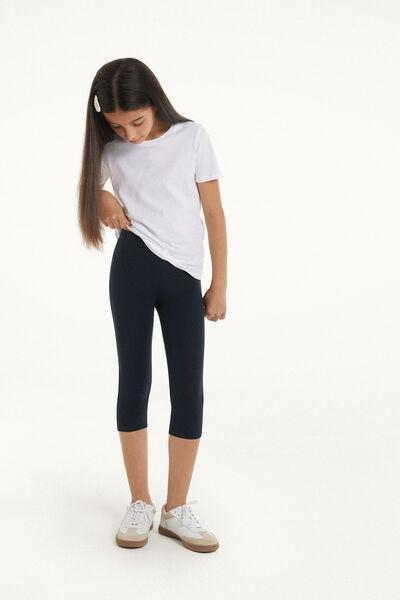 Blue Capri Leggings, Kids Girls, Blue, large image number 1