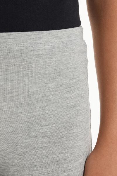 Grey Capri Cotton Leggings, Kids Girls, Light Grey Blend, large image number 3