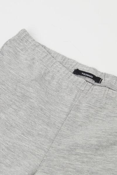 Grey Capri Cotton Leggings, Kids Girls, Light Grey Blend, large image number 5