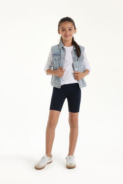 Elastic Waist Tights, Kids Girls , Black, , large image number 1